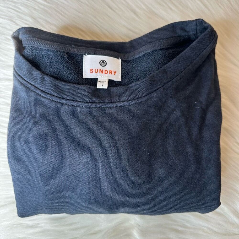 Anthropologie Sundry Terry Oversize Sweatshirt in Terracotta & Charcoal Size 1/S - Picture 11 of 12
